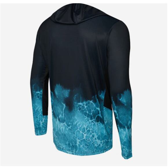 Pelagic Men's Tahiti Blue Exo Tech Hooded Fishing Shirt Size XL - Picture 2 of 9